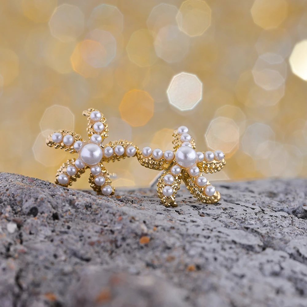 Mchic Elegant Imitation Pearls Starfish Stud Earrings for Women Gold Color Copper Metal Anti Allergic Versatile Jewelry Gift
Mchic Elegant Imitation Pearls Starfish Stud Earrings for Women Gold Color Copper Metal Anti Allergic Versatile Jewelry Gift
