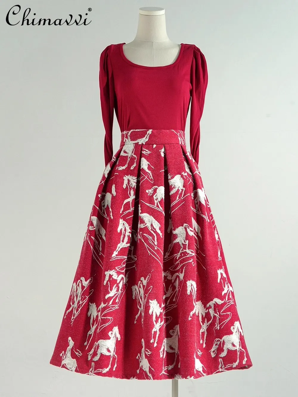 French Style Elegant Retro New Year Horse Pocket Red Skirts Fashion Versatile High Waist A-line Long Skirt For Women 2026 Spring
French Style Elegant Retro New Year Horse Pocket Red Skirts Fashion Versatile High Waist A-line Long Skirt For Women 2026 Spring