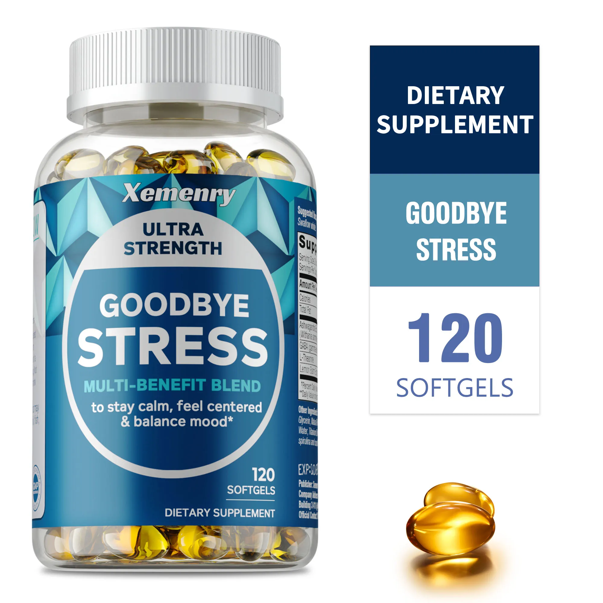 Stress Relief Capsules with GABA, L-Theanine - Reduces Anxiety, Provide Energy and Focus, Cognitive, Promote Brain Cell Activity
Stress Relief Capsules with GABA, L-Theanine - Reduces Anxiety, Provide Energy and Focus, Cognitive, Promote Brain Cell Activity