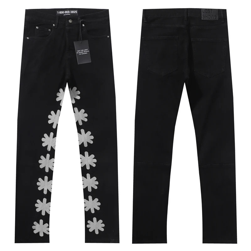 New LOST Jeans Personality Trend Hip-hop High-quality White Embroidered Flower Logo Trousers Men Women Denim Pants
New LOST Jeans Personality Trend Hip-hop High-quality White Embroidered Flower Logo Trousers Men Women Denim Pants