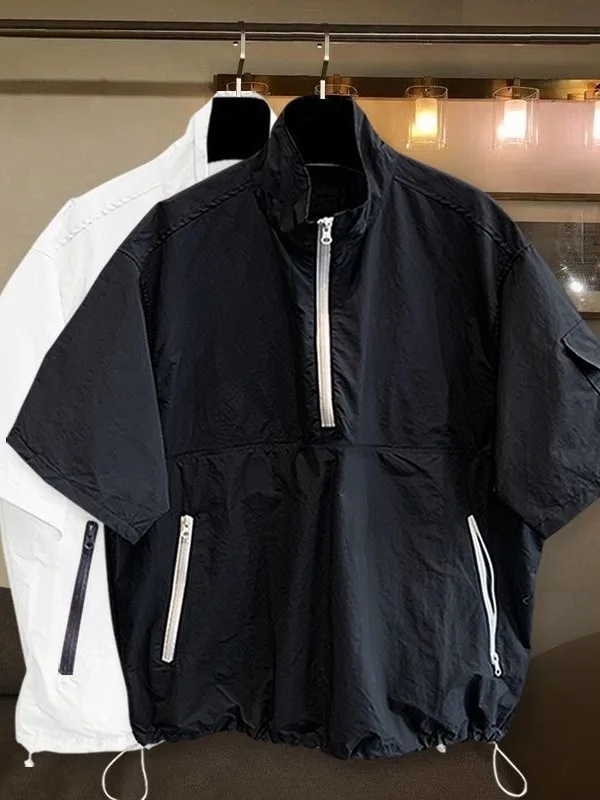 Pure Color Workwear Ice Silk Loose Half Sleeve Zipper Design Short Sleeve T-Shirt Quick Dry Sun Protection Stylish Student Wear
Pure Color Workwear Ice Silk Loose Half Sleeve Zipper Design Short Sleeve T-Shirt Quick Dry Sun Protection Stylish Student Wear