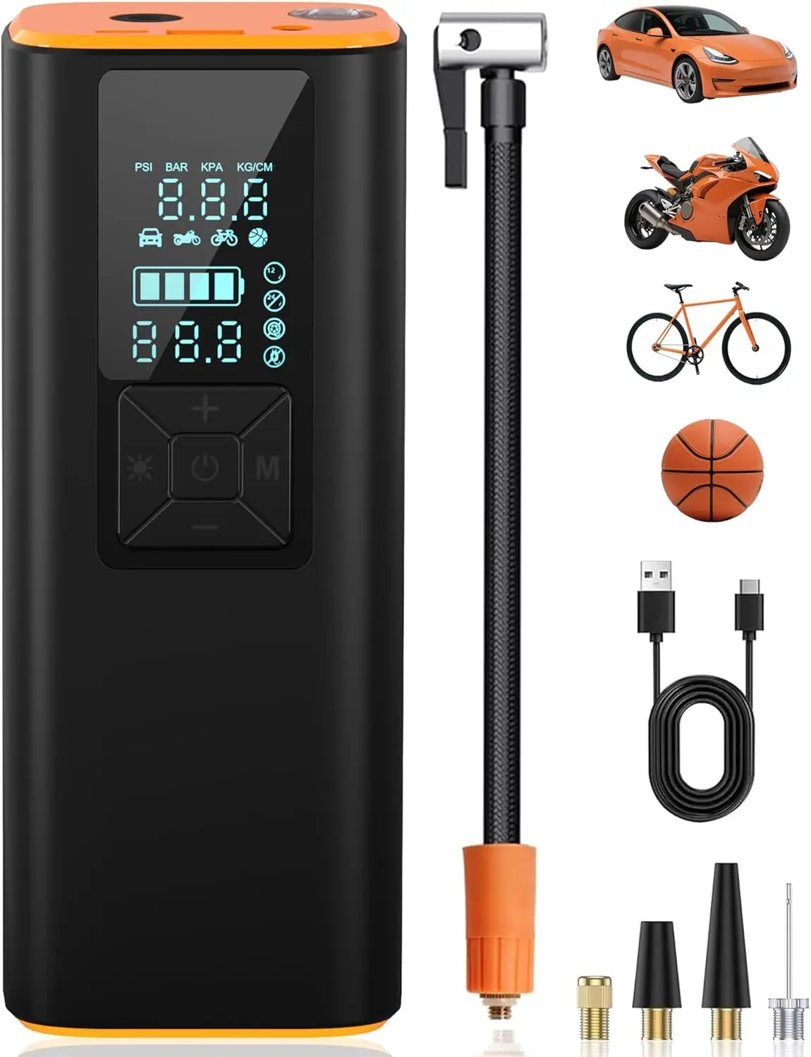Portable Air Compressor for Car, Bike, Motorcycle - 150PSI Pump with Sensor, Battery, LCD Display, LED Light
Portable Air Compressor for Car, Bike, Motorcycle - 150PSI Pump with Sensor, Battery, LCD Display, LED Light