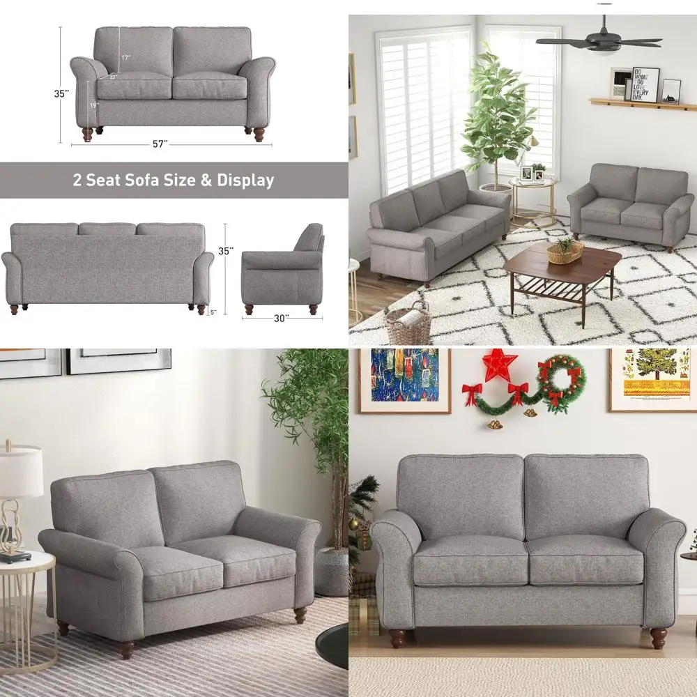57 Grey Upholstered 2-Seater Sofa for Living Room and Small Spaces
57 Grey Upholstered 2-Seater Sofa for Living Room and Small Spaces