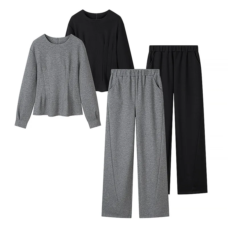 Withered European And American Style Women's Fashion Casual Loose Long Sleeved Round Neck Top Straight Leg Pants Set
Withered European And American Style Women's Fashion Casual Loose Long Sleeved Round Neck Top Straight Leg Pants Set