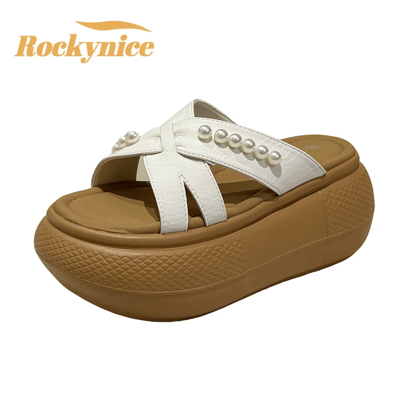 8CM Heels Chunky Slippers For Women Open Toe High Platform Leather Sandals Woman 2026 New Summer Thick Bottom Beach Flip Flops
8CM Heels Chunky Slippers For Women Open Toe High Platform Leather Sandals Woman 2026 New Summer Thick Bottom Beach Flip Flops
