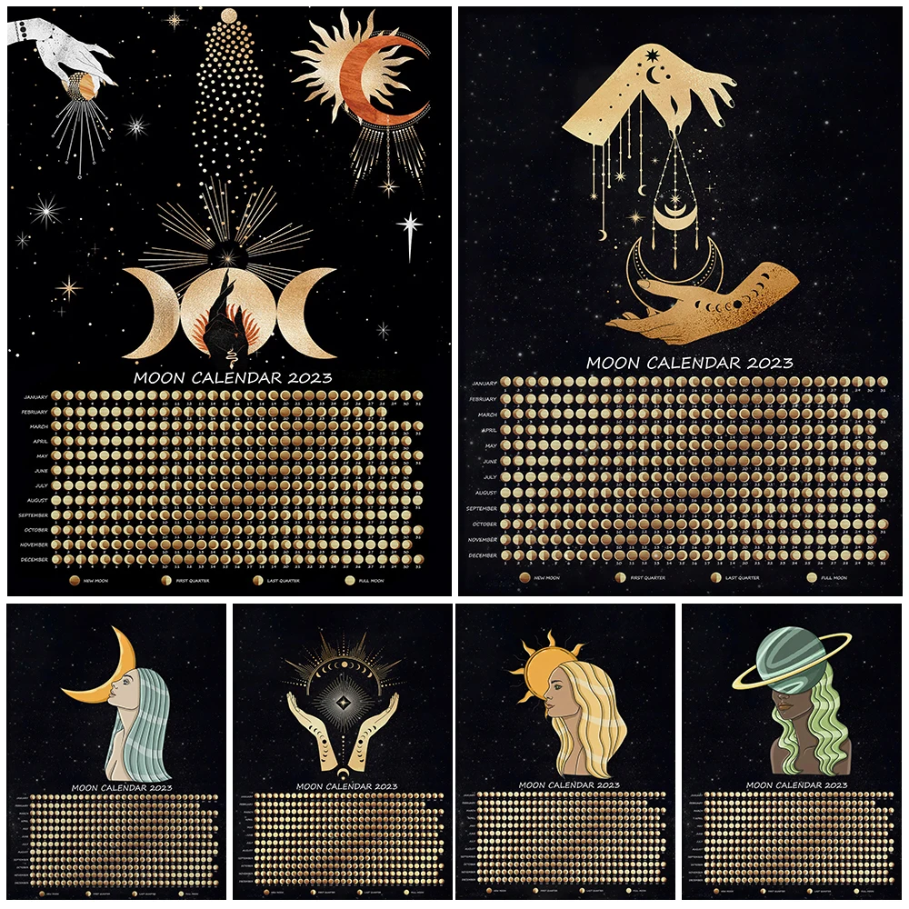 2023 Moon Lunar Calendar Vintage Wall Art Canvas Painting Magical Sun And Moon Wicca Art Poster And Print Home Decor Unframed
2023 Moon Lunar Calendar Vintage Wall Art Canvas Painting Magical Sun And Moon Wicca Art Poster And Print Home Decor Unframed