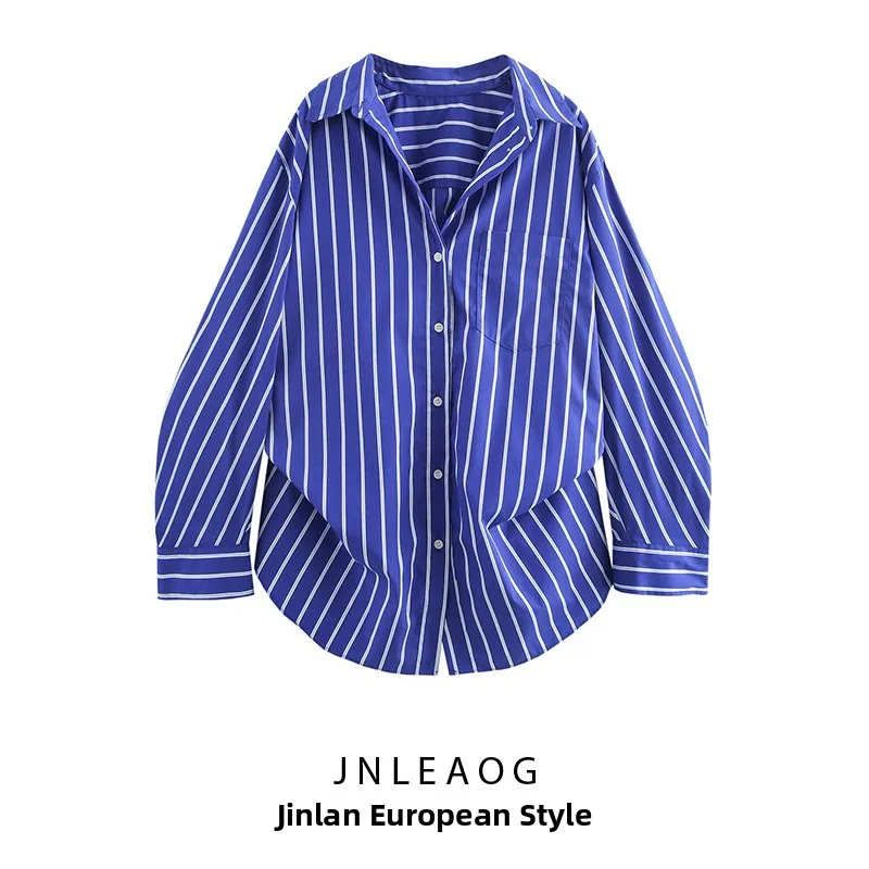 Fashionable Batwing Sleeve Shirt JNLEAOG Women's Clothing Street Style Loose Fit Polyester Fiber Long Sleeve Striped Pattern
Fashionable Batwing Sleeve Shirt JNLEAOG Women's Clothing Street Style Loose Fit Polyester Fiber Long Sleeve Striped Pattern