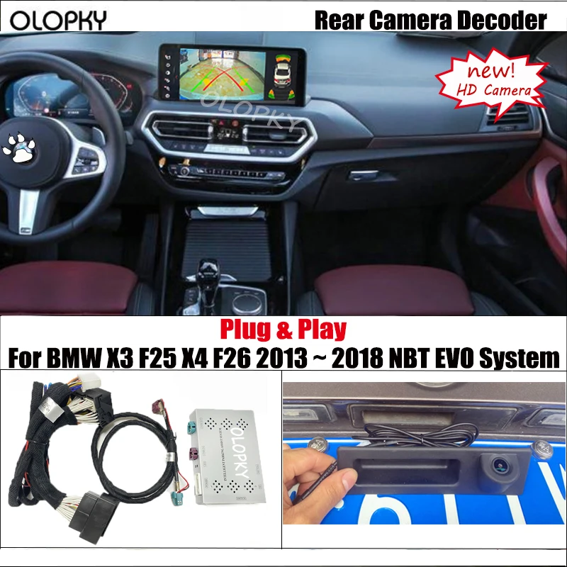 Plug & Play Reverse Camera For BMW X3 F25 X4 F26 2014 ~ 2018 Update Original Screen HD Rear View back up Camera Decoder
Plug & Play Reverse Camera For BMW X3 F25 X4 F26 2014 ~ 2018 Update Original Screen HD Rear View back up Camera Decoder