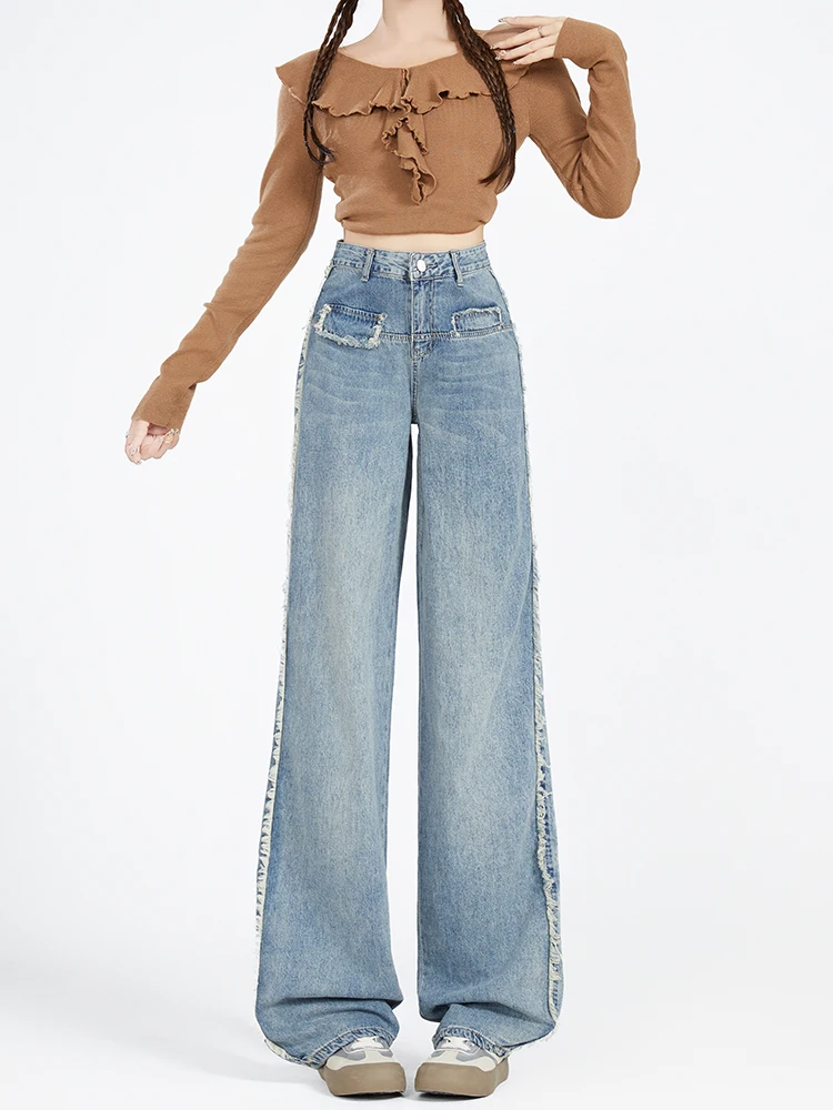 Faionable High Waist Wide Leg Loose Women's Jeans Retro Straight Cut Autumn Early Street Sle Asymmetrical Long Trousers
Faionable High Waist Wide Leg Loose Women's Jeans Retro Straight Cut Autumn Early Street Sle Asymmetrical Long Trousers