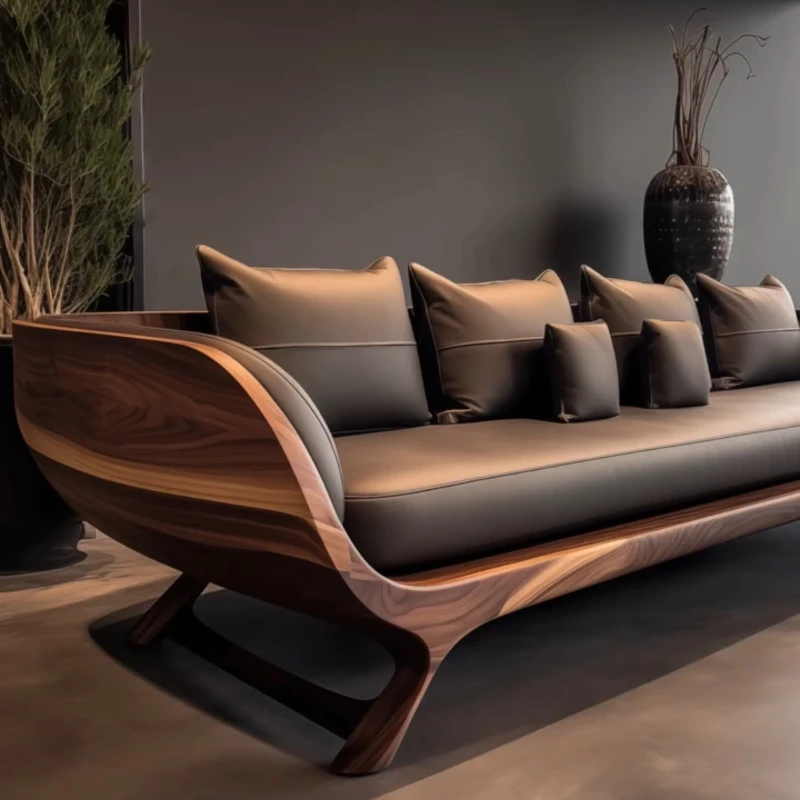 New Chinese black walnut sofa simple light luxury living room villa model room
New Chinese black walnut sofa simple light luxury living room villa model room