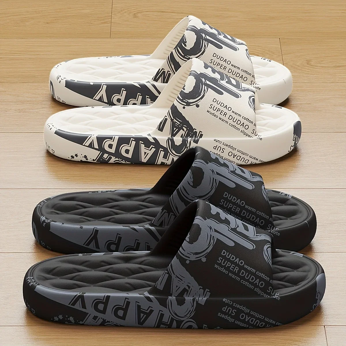 Trendy EVA Graffiti Slides for Men and Women Soft Comfortable Black White Design Playful Patterns Casual Home Outdoor Wear
Trendy EVA Graffiti Slides for Men and Women Soft Comfortable Black White Design Playful Patterns Casual Home Outdoor Wear