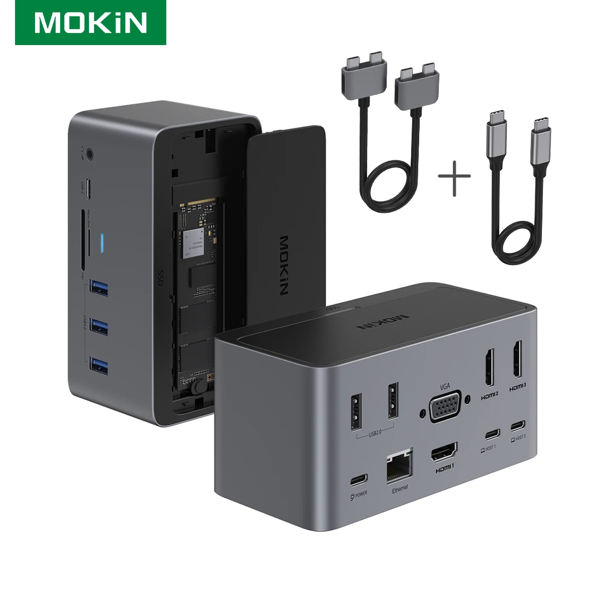 MOKiN 18in1 Docking Station Laptop USB HUB with USB3.0/2.0 VGA HDMI 4K60Hz RJ45 SD/TF SSD M.2 Enclosure for MacBook Pro Air
MOKiN 18in1 Docking Station Laptop USB HUB with USB3.0/2.0 VGA HDMI 4K60Hz RJ45 SD/TF SSD M.2 Enclosure for MacBook Pro Air