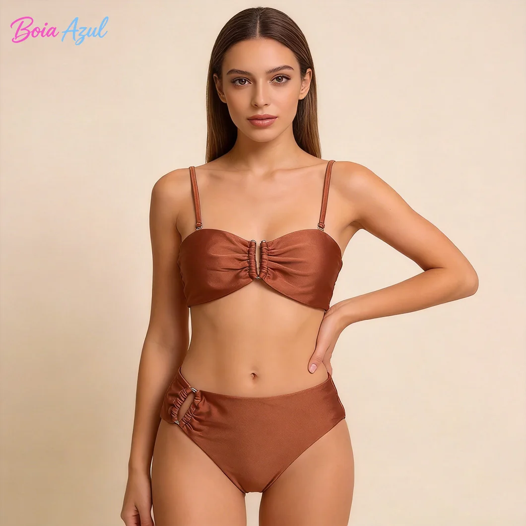 Multi-color satin bandeau bikini swimwear metal ring closure open-front swimwear sexy beach halter two-piece swimwear
Multi-color satin bandeau bikini swimwear metal ring closure open-front swimwear sexy beach halter two-piece swimwear