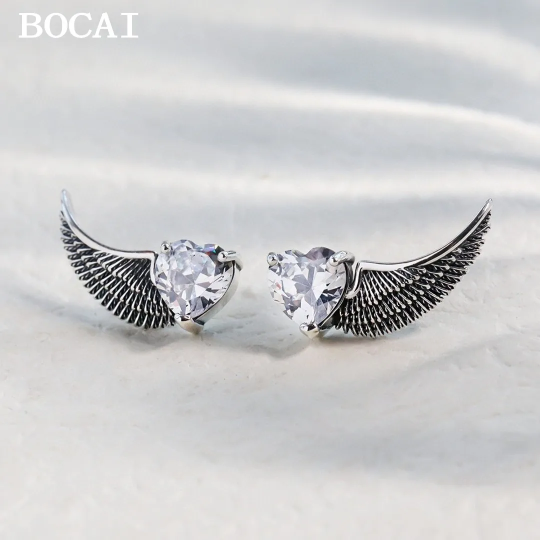 BOCAI S925 Стерлинговое серебро в стиле ретро, нишевые серьги с крыльями ангела дьявола,
BOCAI S925 Стерлинговое серебро в стиле ретро, нишевые серьги с крыльями ангела дьявола,