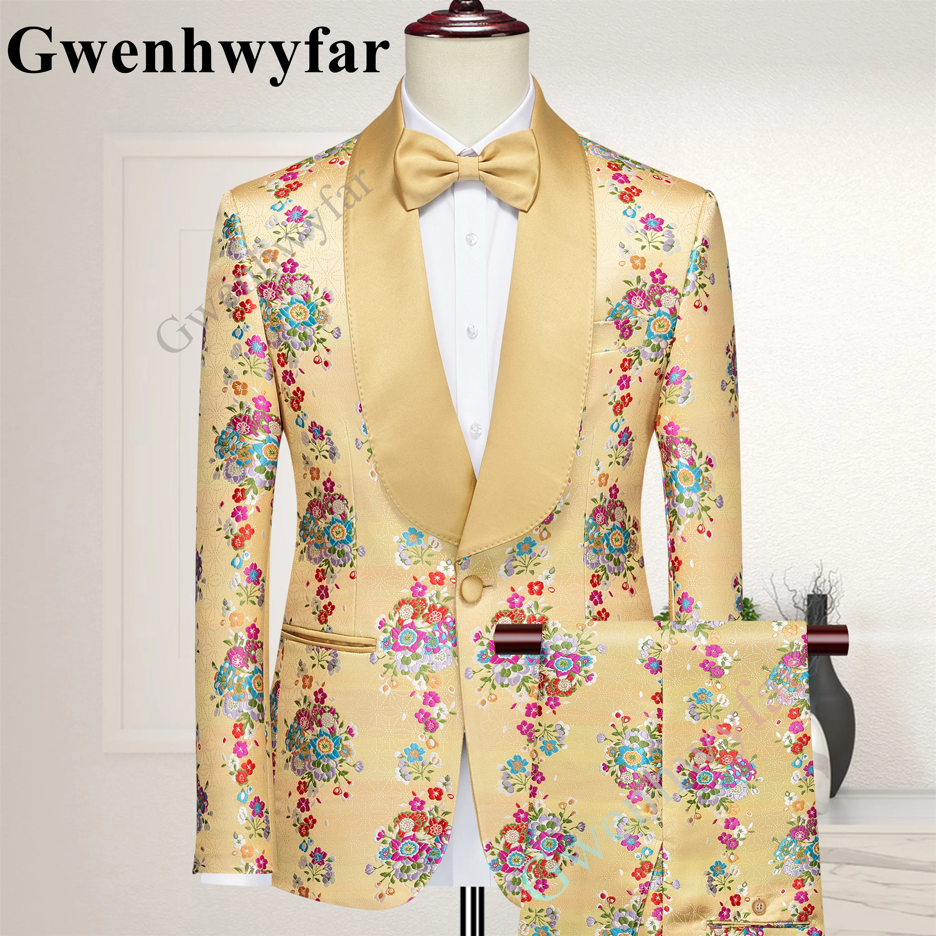 Gwenhwyfar 3 Pcs Jacket Champagne Colored Floral Fabric Men's Single Breasted Blazer Regular Fit Prom Tuxedos Formal Daily Homme
Gwenhwyfar 3 Pcs Jacket Champagne Colored Floral Fabric Men's Single Breasted Blazer Regular Fit Prom Tuxedos Formal Daily Homme