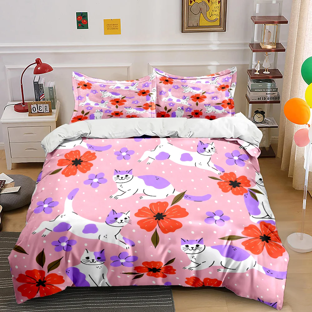 Purple Cats and Floral Pattern Print Bedding Set 1 Duvet Cover 2 Pillowcases for Adult and Children Luxury Gift Full Size
Purple Cats and Floral Pattern Print Bedding Set 1 Duvet Cover 2 Pillowcases for Adult and Children Luxury Gift Full Size