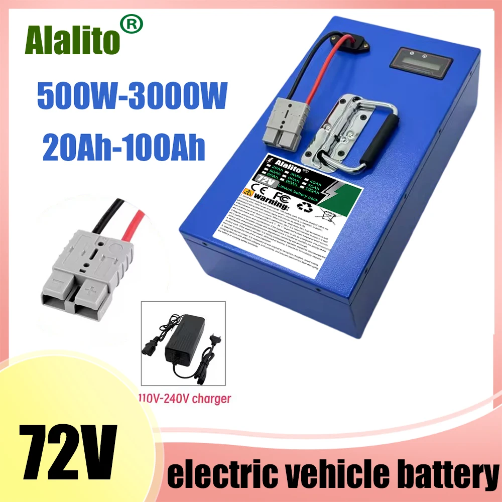 72V scooter battery 20AH-100AH 18650 lithium-ion battery with BMS 40AH and charger, suitable for motor power below 3000W
72V scooter battery 20AH-100AH 18650 lithium-ion battery with BMS 40AH and charger, suitable for motor power below 3000W