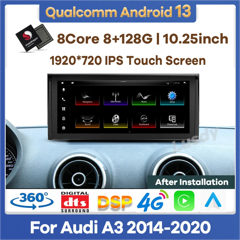 Автомобильный мультимедийный плеер, 10,25 дюйма, Qualcomm 8 + 128 ГБ, Android 13, для Audi A3 2014-2020, автомобильное радио, GPS, стерео, видео, CarPlay экран, 4G
Автомобильный мультимедийный плеер, 10,25 дюйма, Qualcomm 8 + 128 ГБ, Android 13, для Audi A3 2014-2020, автомобильное радио, GPS, стерео, видео, CarPlay экран, 4G
