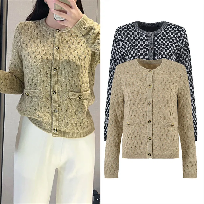 Ele Gold Tead iny Шелковый вязаный верхний свитер круглый открытый кардиган женский высококачественный европейский слэ аут...
Ele Gold Tead iny Шелковый вязаный верхний свитер круглый открытый кардиган женский высококачественный европейский слэ аут...