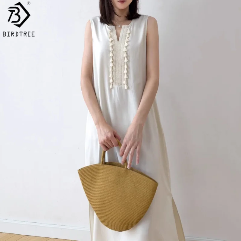 BirdTree, 100% Real Silk Vest Dress, Sleeveless V-neck, Women's Spun Silk Tassel Crochet White Dresses, 2026 Summer New D64719JF
BirdTree, 100% Real Silk Vest Dress, Sleeveless V-neck, Women's Spun Silk Tassel Crochet White Dresses, 2026 Summer New D64719JF