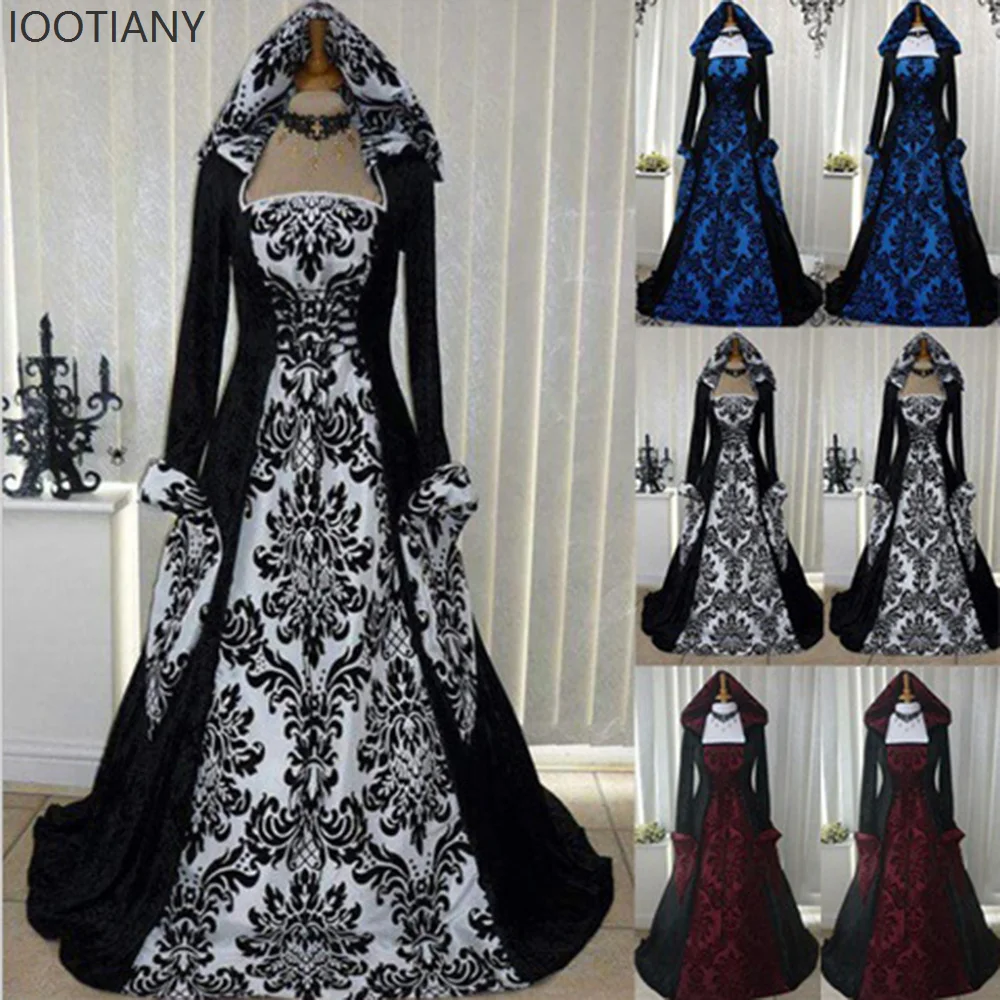 IOOTIANY Retro Gothic Embroidery Print Hooded Long Sleeve Dress Fashion Swing Dress Cosplay Palace Dress Carnival Party Outfit
IOOTIANY Retro Gothic Embroidery Print Hooded Long Sleeve Dress Fashion Swing Dress Cosplay Palace Dress Carnival Party Outfit