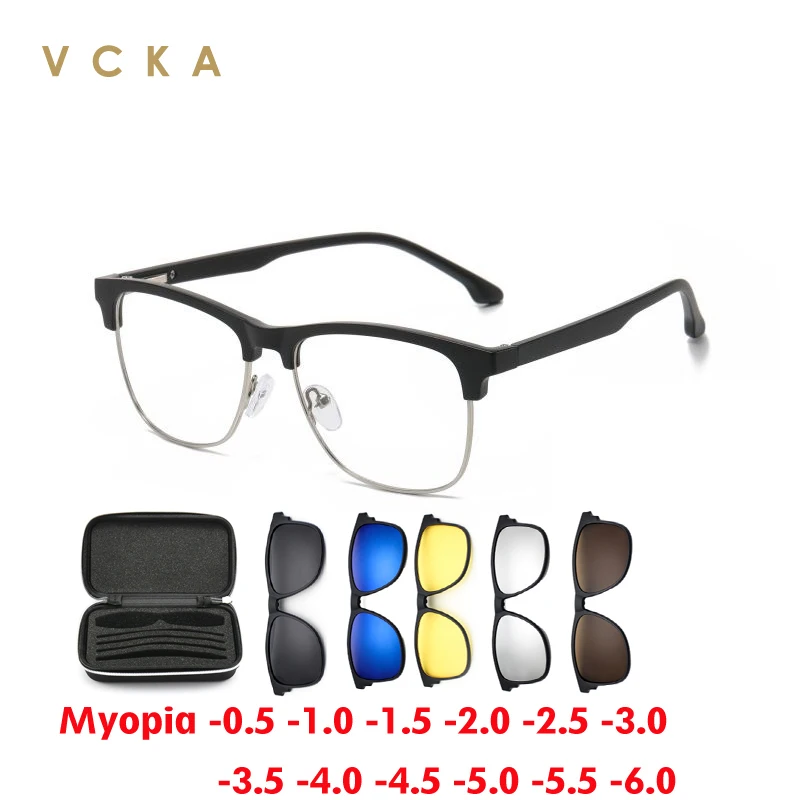 VCKA 6 In 1 Magnetic Clip Men Myopia Sunglasses Women Polarized Optical Square Prescription Women Glasses Frame -0.5 TO -6.0
VCKA 6 In 1 Magnetic Clip Men Myopia Sunglasses Women Polarized Optical Square Prescription Women Glasses Frame -0.5 TO -6.0