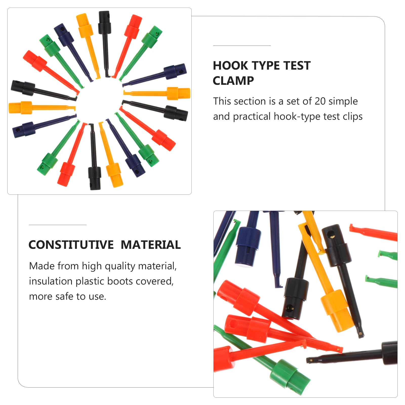 20 Pcs Test Clip Electric Probe Tester Hook Testing Grabber Multimeter Mini Clips Wires Electrical Probes Small
20 Pcs Test Clip Electric Probe Tester Hook Testing Grabber Multimeter Mini Clips Wires Electrical Probes Small