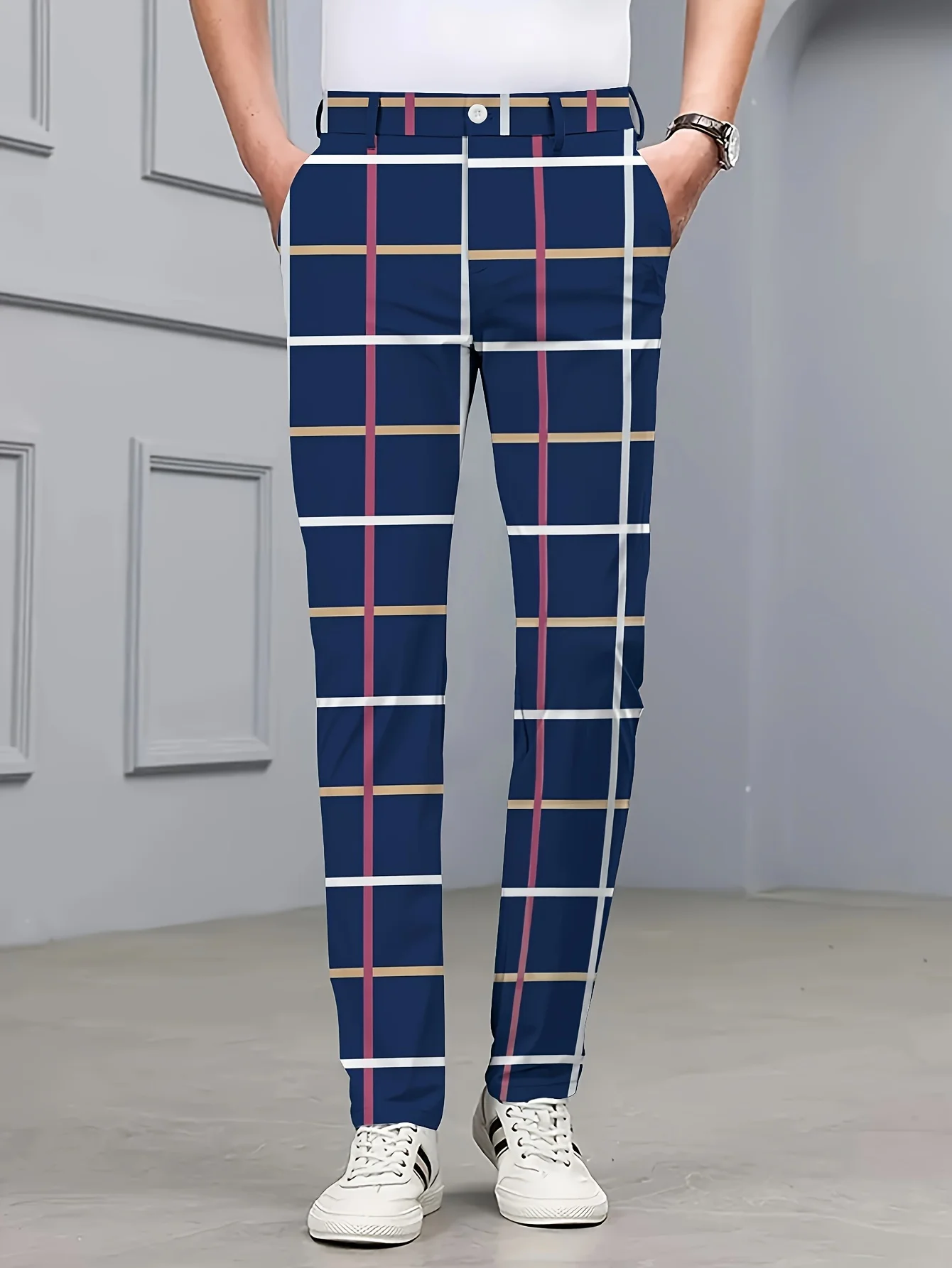 Men's Casual Trousers | Straight-Leg Digital-Print Plaid Business Pants | Ideal for Indoor Gatherings & Golf
Men's Casual Trousers | Straight-Leg Digital-Print Plaid Business Pants | Ideal for Indoor Gatherings & Golf