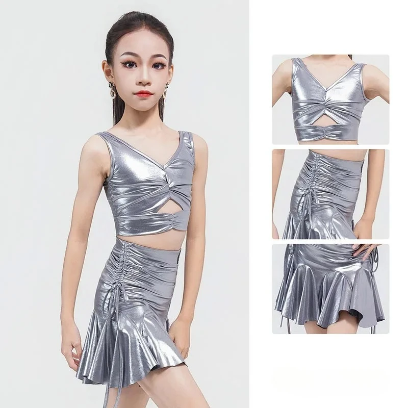Children's Silver Latin Dance Dress Set - Girls Cha Cha Rumba Practice & Stage Performance Costume
Children's Silver Latin Dance Dress Set - Girls Cha Cha Rumba Practice & Stage Performance Costume