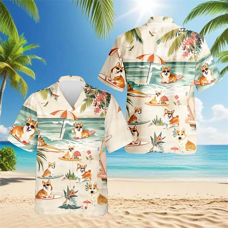 3D Printed Corgi Hawaiian Shirts For Men Funny Cartoon Dogs Pattern Blouse Summer Vacation Short Sleeves Tops Loose Aloha Shirts
3D Printed Corgi Hawaiian Shirts For Men Funny Cartoon Dogs Pattern Blouse Summer Vacation Short Sleeves Tops Loose Aloha Shirts