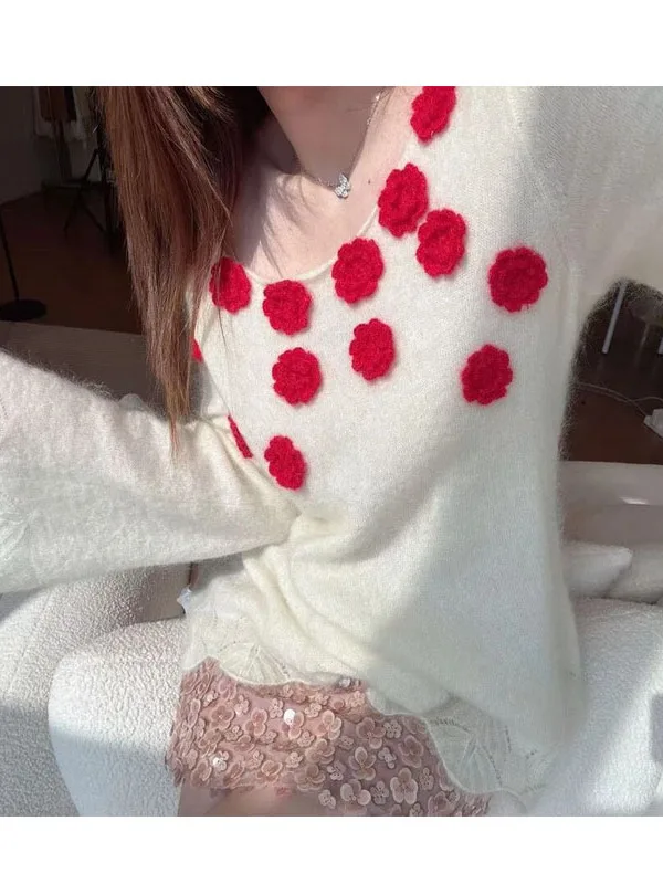 Весенний женский свободный вязаный свитер 2026 года с 3D-цветами, модный, в корейском стиле, длинный, с V-образным вырезом, теплый, для повседневной носки
Весенний женский свободный вязаный свитер 2026 года с 3D-цветами, модный, в корейском стиле, длинный, с V-образным вырезом, теплый, для повседневной носки