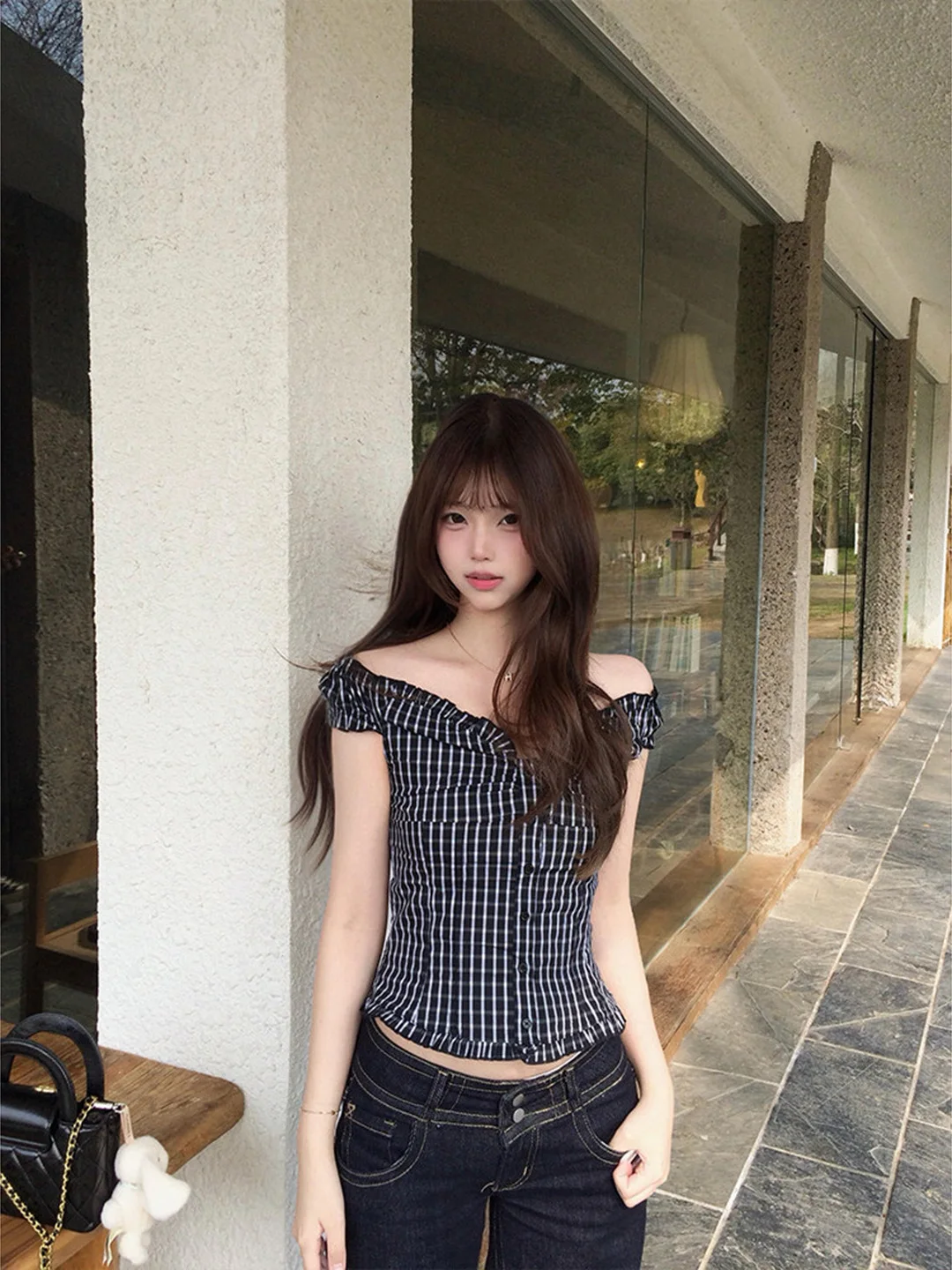 Sexy American Style Plaid Sleeveless One Shoulder Shirt Women's Summer Short Pure Desire Sexy Top Two-Way Wear Slimming Effect
Sexy American Style Plaid Sleeveless One Shoulder Shirt Women's Summer Short Pure Desire Sexy Top Two-Way Wear Slimming Effect