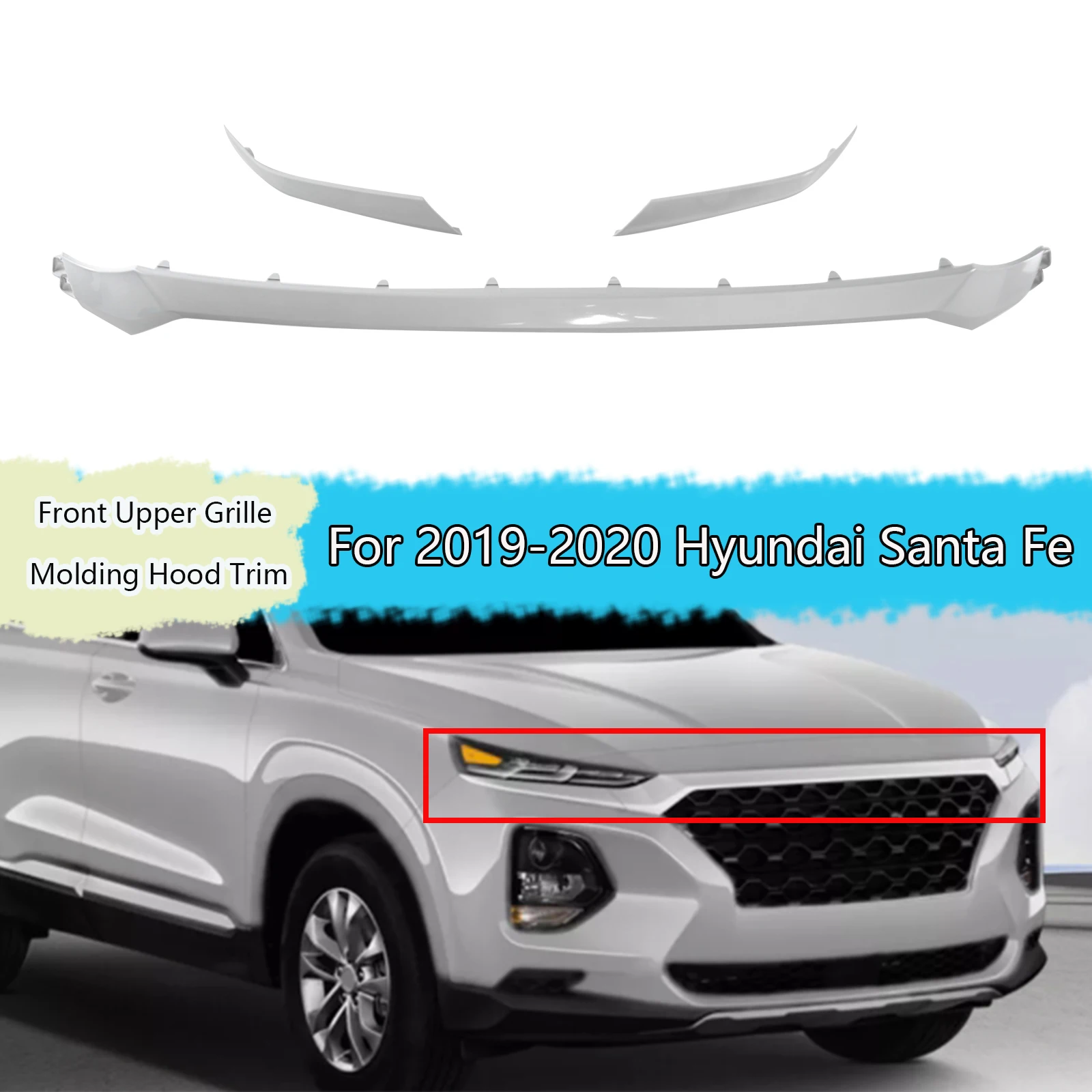Car Front Upper Grille Molding Hood Trim For 2019-2020 Hyundai Santa Fe Body Kit Spoiler Auto Accessories Silver New 86376-S2010
Car Front Upper Grille Molding Hood Trim For 2019-2020 Hyundai Santa Fe Body Kit Spoiler Auto Accessories Silver New 86376-S2010