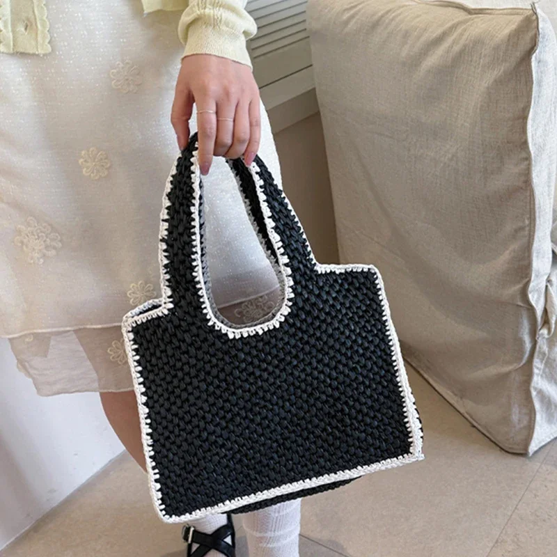 French Simple Handwoven Raffia Straw Tote Bag,Color Block Large Capacity Summer Beach Shoulder Purse,Lightweight Casual Vacation
French Simple Handwoven Raffia Straw Tote Bag,Color Block Large Capacity Summer Beach Shoulder Purse,Lightweight Casual Vacation