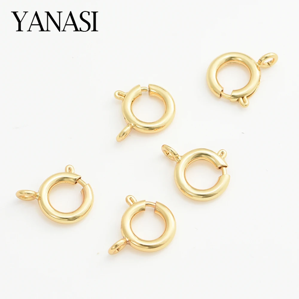 4PCS 18K Gold Plated Round Spring Clasps With Jump Ring Open Connect Clasp For DIY Bracelet Necklace Jewelry Making Supplies
4PCS 18K Gold Plated Round Spring Clasps With Jump Ring Open Connect Clasp For DIY Bracelet Necklace Jewelry Making Supplies