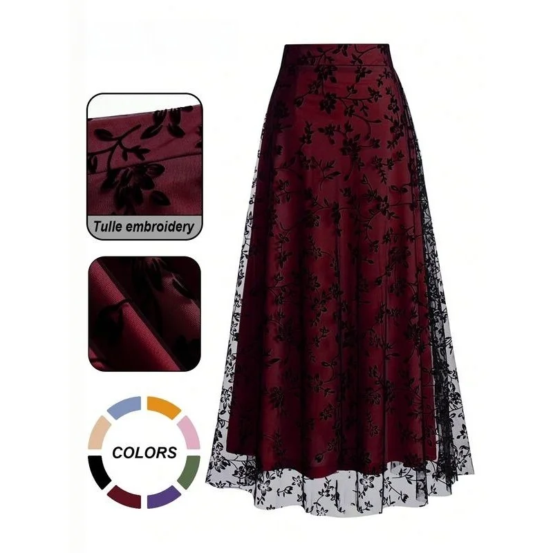 Chiffon Flocked Skirt Half-length European Organza Women's plus Size Fashionable Elegant Skirts for Pear Shaped Ladies
Chiffon Flocked Skirt Half-length European Organza Women's plus Size Fashionable Elegant Skirts for Pear Shaped Ladies