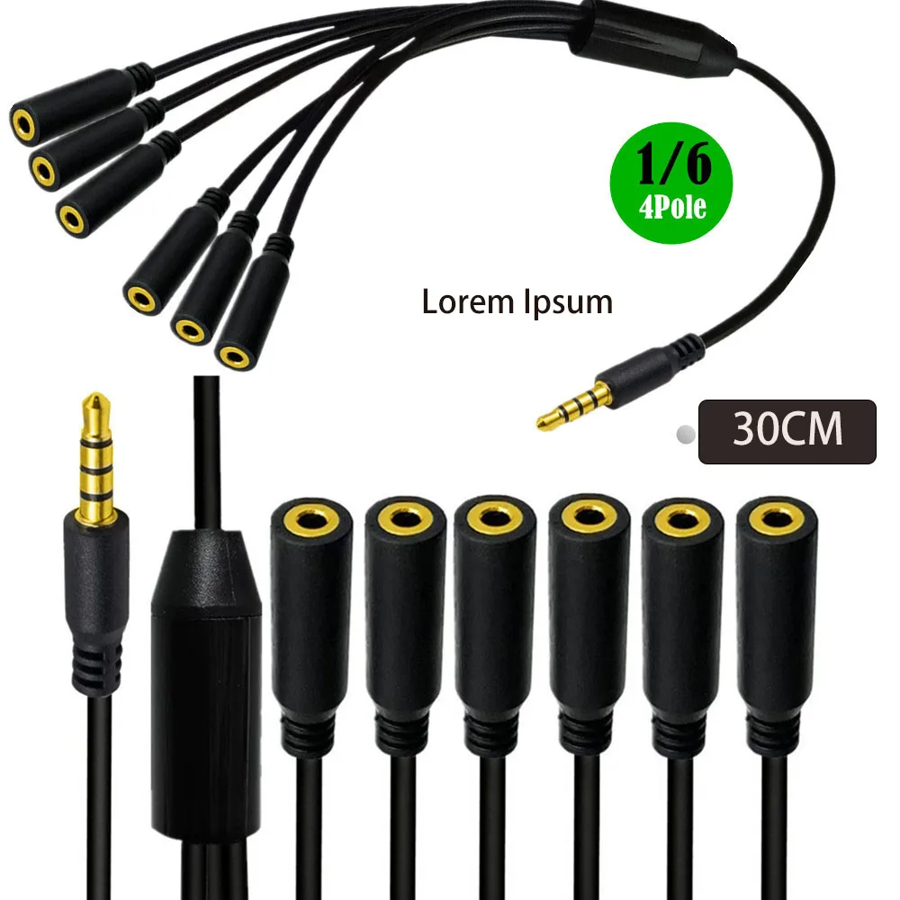 Four 3.5mm Audio Distribution Cables, One To Six, Computer, Phone, Headphone, Microphone, Audio Extension Cable, One To Six
Four 3.5mm Audio Distribution Cables, One To Six, Computer, Phone, Headphone, Microphone, Audio Extension Cable, One To Six