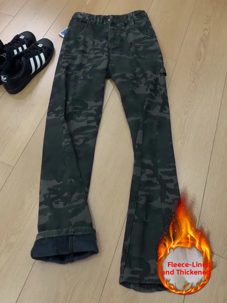 Retro American Camouflage Fleece Lined Slim Fit Straight Leg Men's Jeans High Street Flared Workwear Trousers Winter Casual
Retro American Camouflage Fleece Lined Slim Fit Straight Leg Men's Jeans High Street Flared Workwear Trousers Winter Casual