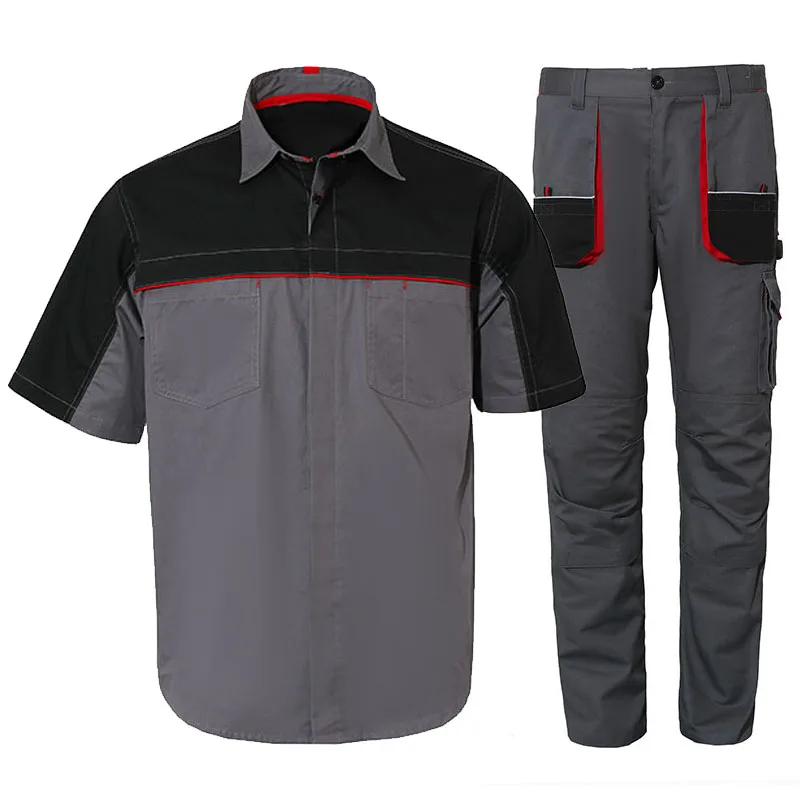 Summer Work Suit Two Tone Shirt with Reflective Stripes Long Cargo Summer Pants with Phone Pocket
Summer Work Suit Two Tone Shirt with Reflective Stripes Long Cargo Summer Pants with Phone Pocket