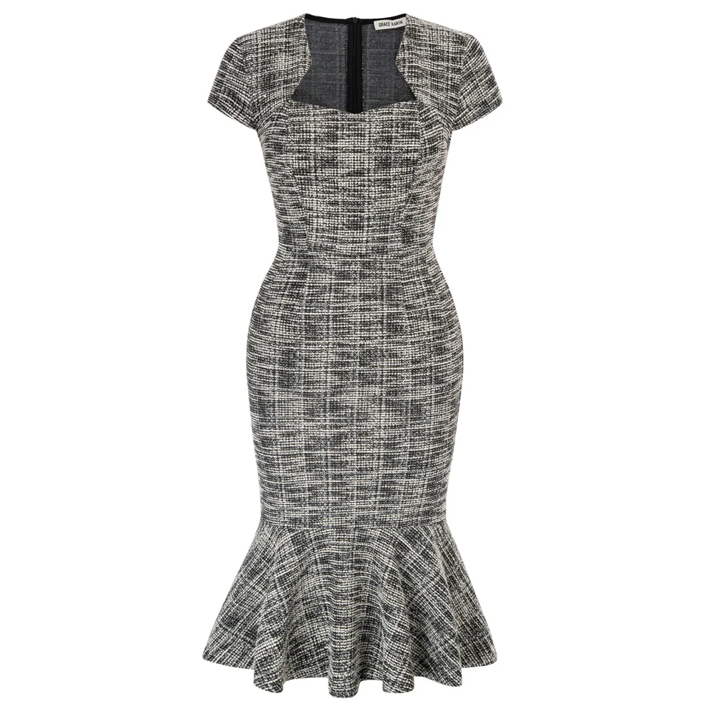 GK Women Mermaid Hem Midi Dress Vintage Cap Sleeve Bodycon Dress Female Defined Waist Hips-wrapped Fishtail Skirts Elegant Lady
GK Women Mermaid Hem Midi Dress Vintage Cap Sleeve Bodycon Dress Female Defined Waist Hips-wrapped Fishtail Skirts Elegant Lady