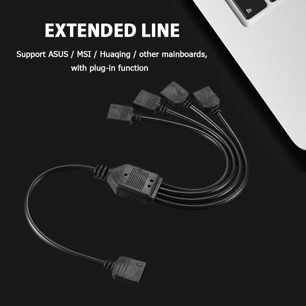 RGB LED Splitter Cable with Plug-in Function Computer Motherboard Extension Cord for MSI ASUS ASRock LED