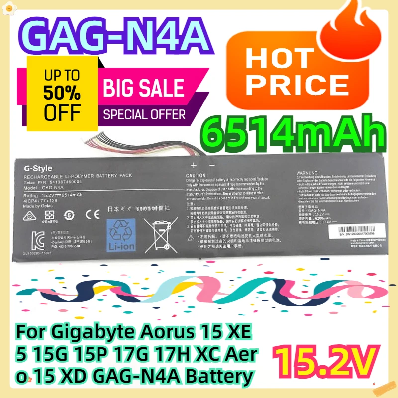 For Gigabyte Aorus 15 XE5 15G 15P 17G 17H XC Aero 15 XD GAG-N4A Battery
For Gigabyte Aorus 15 XE5 15G 15P 17G 17H XC Aero 15 XD GAG-N4A Battery