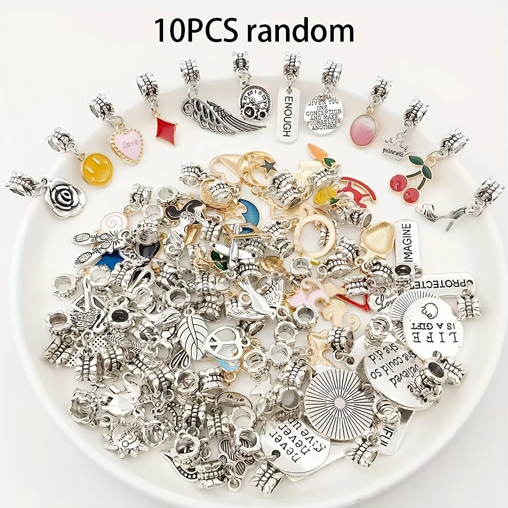 10pcs Random Vintage Alloy With Large Hole Pendant, Including Animal, Fruit, Heart, Star, Series Pendant, Suitable For DIY
10pcs Random Vintage Alloy With Large Hole Pendant, Including Animal, Fruit, Heart, Star, Series Pendant, Suitable For DIY