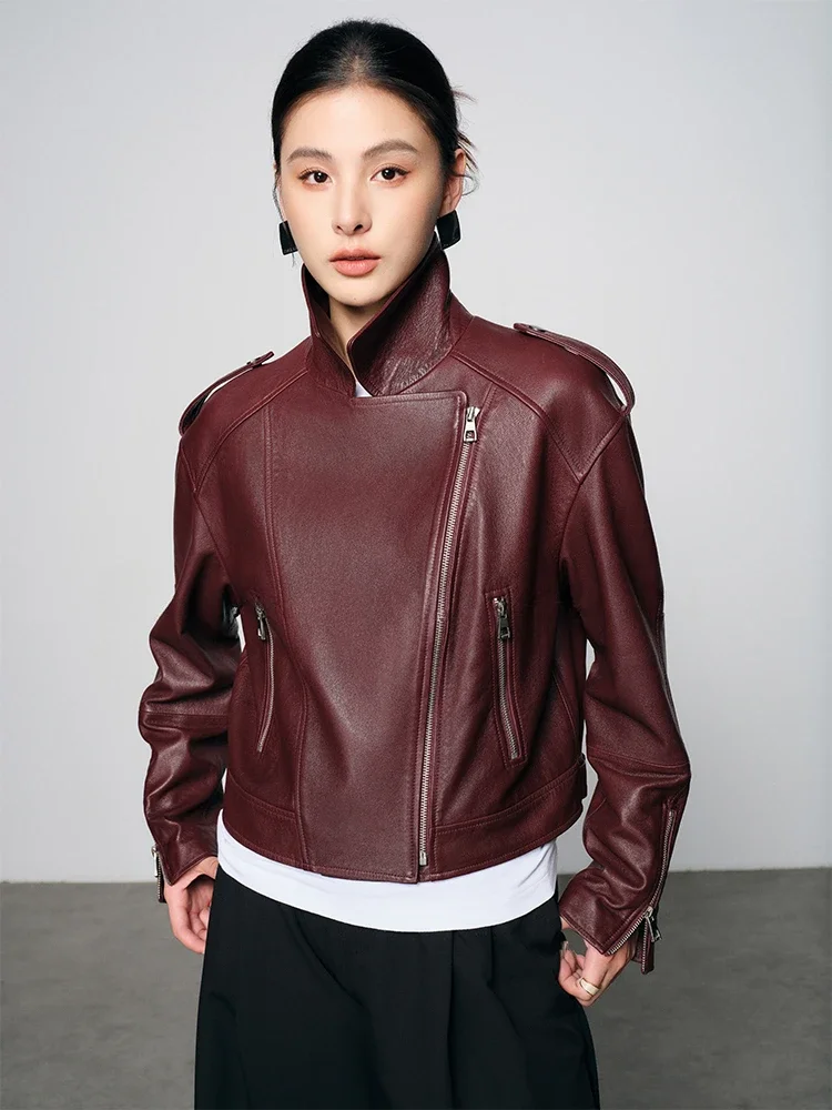 Casual Short Genuine Leather Motorcycle Jackets for Women Spring Autumn High-end Simple Solid Soft Real Goatskin Leather Coat
Casual Short Genuine Leather Motorcycle Jackets for Women Spring Autumn High-end Simple Solid Soft Real Goatskin Leather Coat