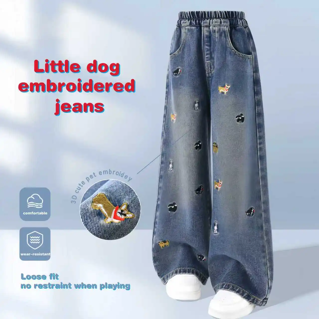 Kids Jeans Autumn Winter Cute Puppy Embroidered Jean Trousers Soft High-grade Skin-friendly Material Children Casual Jeans
Kids Jeans Autumn Winter Cute Puppy Embroidered Jean Trousers Soft High-grade Skin-friendly Material Children Casual Jeans