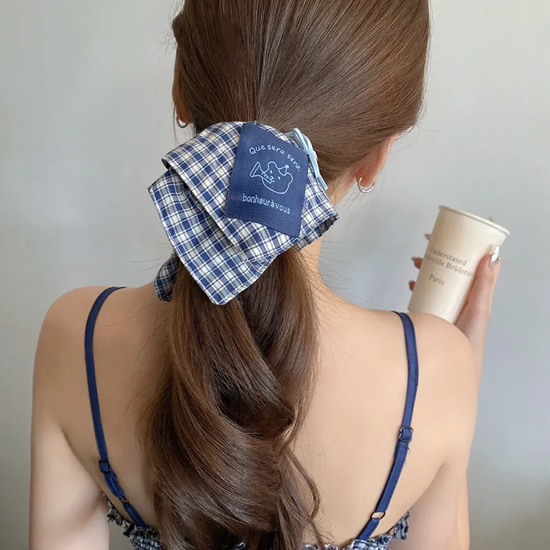 Korean blue plaid bow square towel large intestine hair band women's high-end hair band hair rope fashion headrope hair accessories
Korean blue plaid bow square towel large intestine hair band women's high-end hair band hair rope fashion headrope hair accessories