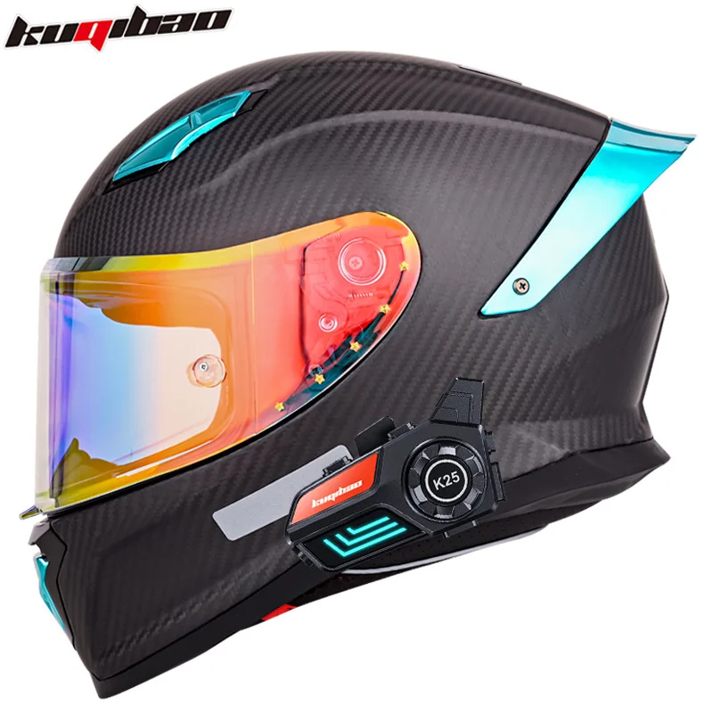 Carbon Fiber Full Face Motorcycle Helmet DOT Certified w/ Detachable Bluetooth Headset Lightweight StrongKuqibao carbon fiber mo
Carbon Fiber Full Face Motorcycle Helmet DOT Certified w/ Detachable Bluetooth Headset Lightweight StrongKuqibao carbon fiber mo