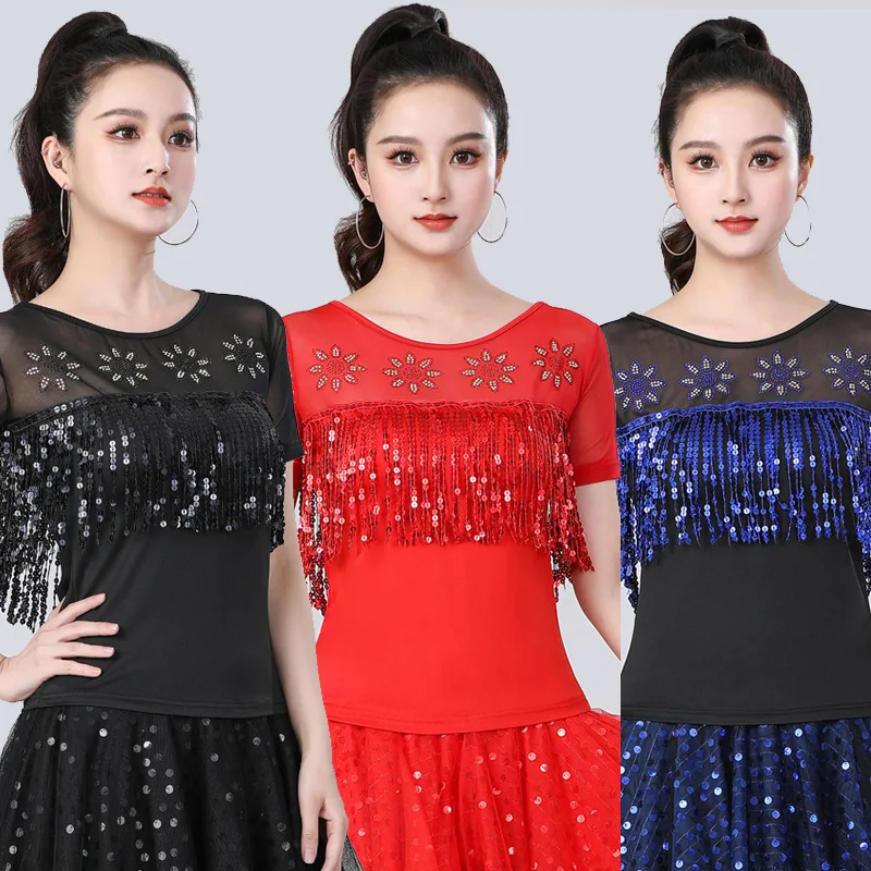 Latin Dance Costume Adult Women's Short Sleeve Square Dance Costume New Summer Dance Performance Costume Three Steps
Latin Dance Costume Adult Women's Short Sleeve Square Dance Costume New Summer Dance Performance Costume Three Steps