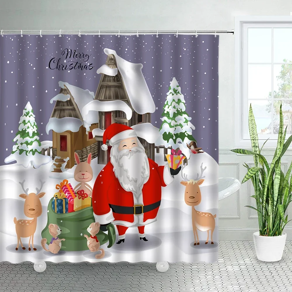 Забавные красные шторы для душа с Санта-Клаусом, Мультяшные животные, лось, кролик, кедр, новогодний декор для детской ванной комнаты с крючками, занавеска для ванной
Забавные красные шторы для душа с Санта-Клаусом, Мультяшные животные, лось, кролик, кедр, новогодний декор для детской ванной комнаты с крючками, занавеска для ванной