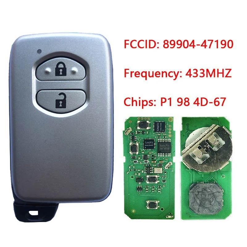 2 Buttons Smart Remote Car Key 433 MHz P1 98 4D-67 Chip 89904-47190 Auto Accessories F433 Keyless Go For Toyota Prius IQ 2009+
2 Buttons Smart Remote Car Key 433 MHz P1 98 4D-67 Chip 89904-47190 Auto Accessories F433 Keyless Go For Toyota Prius IQ 2009+